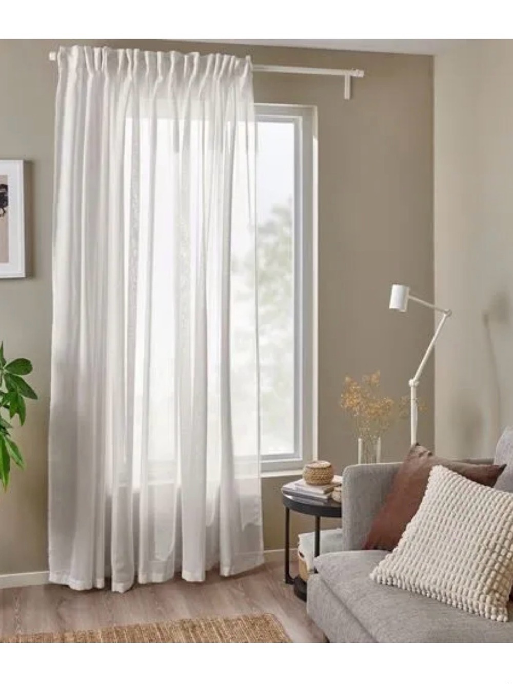 IKEA ÄNGSFRYLE White Sheer Curtain 118x98" with Heading Tape, Recycled
